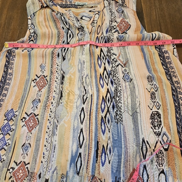Nostalgia Women's Vintage 90s Multicolor Boho High-Low Sleeveless Blouse, Large - Picture 10 of 11